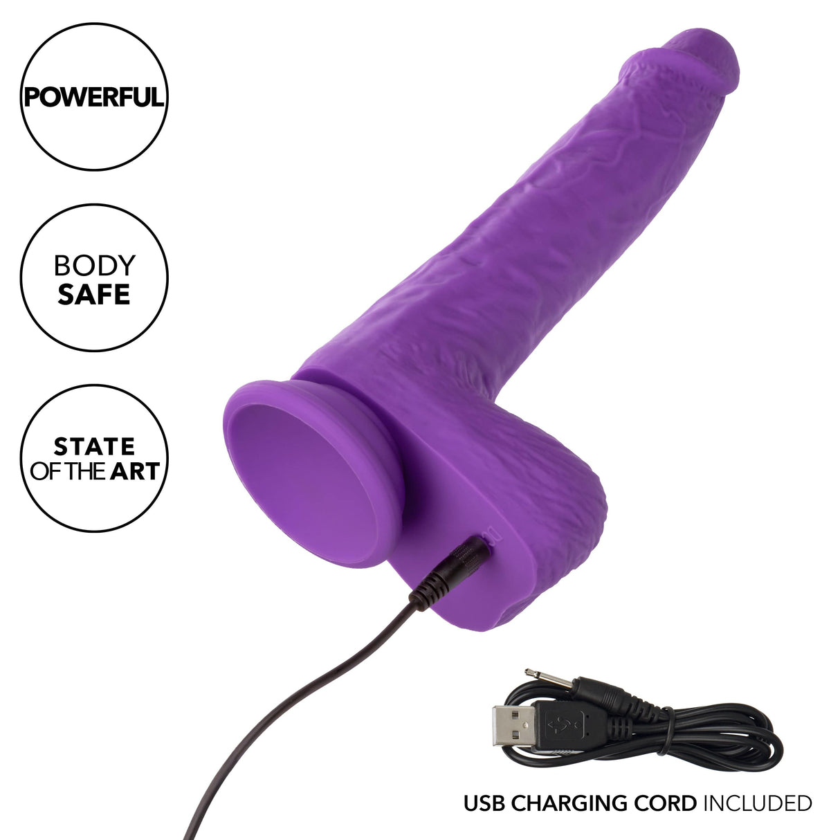 California Exotics - Rechargeable Gyrating and Thrusting Silicone Studs Realistic Dildo with Balls 9.5" (Purple) CE2045 CherryAffairs