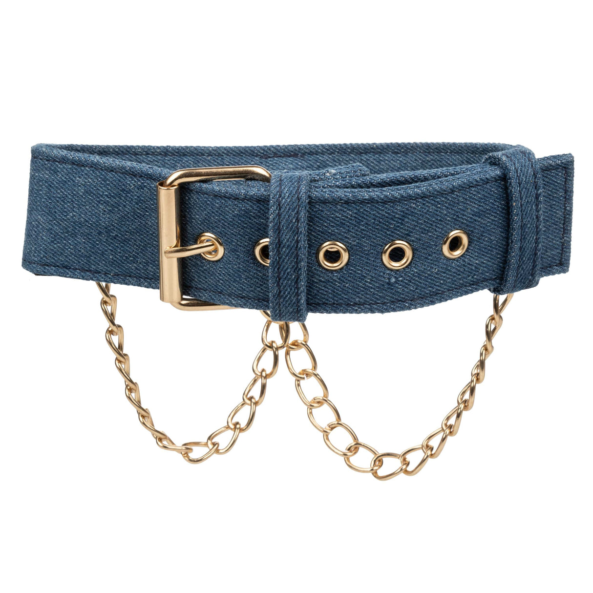 California Exotics - Ride 'em Premium Denim Collection Collar with Leash (Blue) CE2084 CherryAffairs