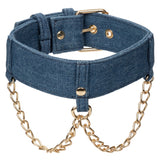 California Exotics - Ride 'em Premium Denim Collection Collar with Leash (Blue) CE2084 CherryAffairs