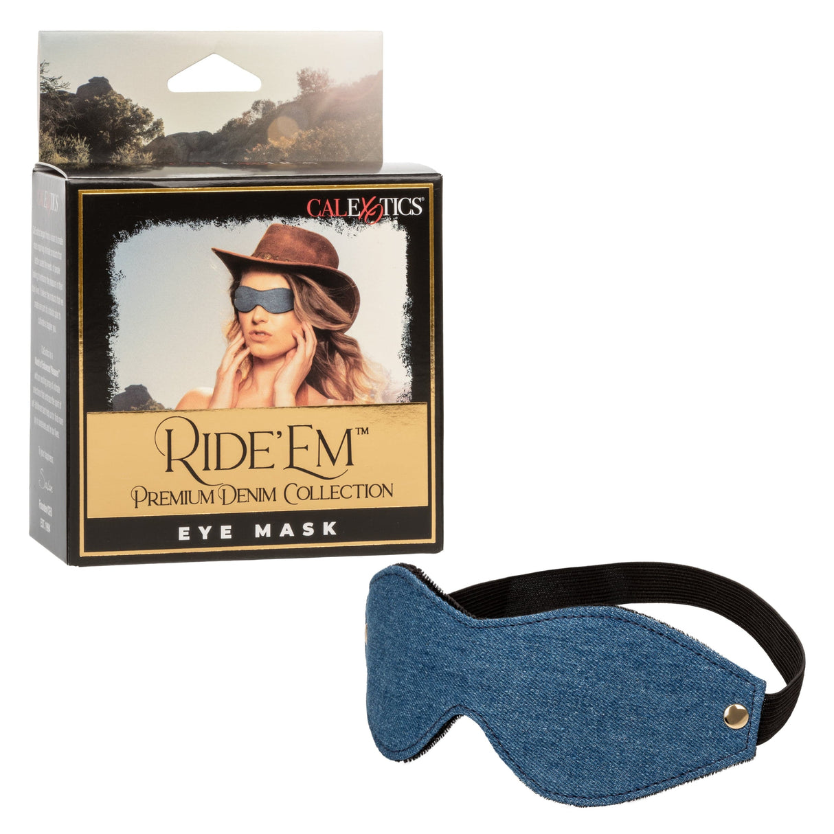 California Exotics - Ride 'em Premium Denim Collection Eye Mask (Blue) CE2087 CherryAffairs