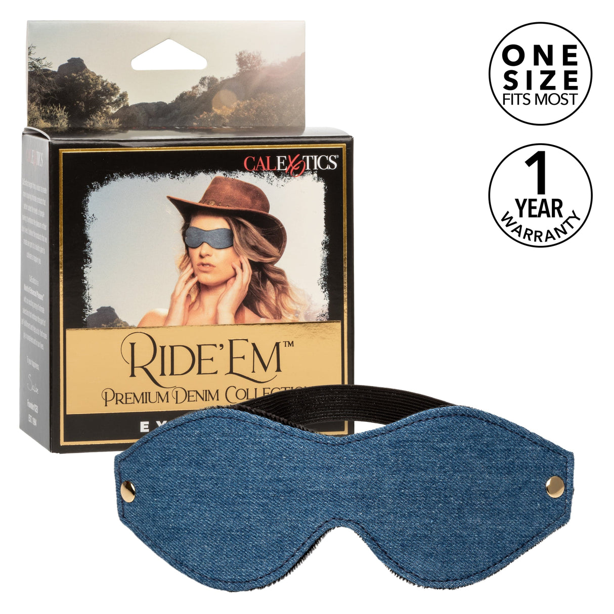 California Exotics - Ride 'em Premium Denim Collection Eye Mask (Blue) CE2087 CherryAffairs