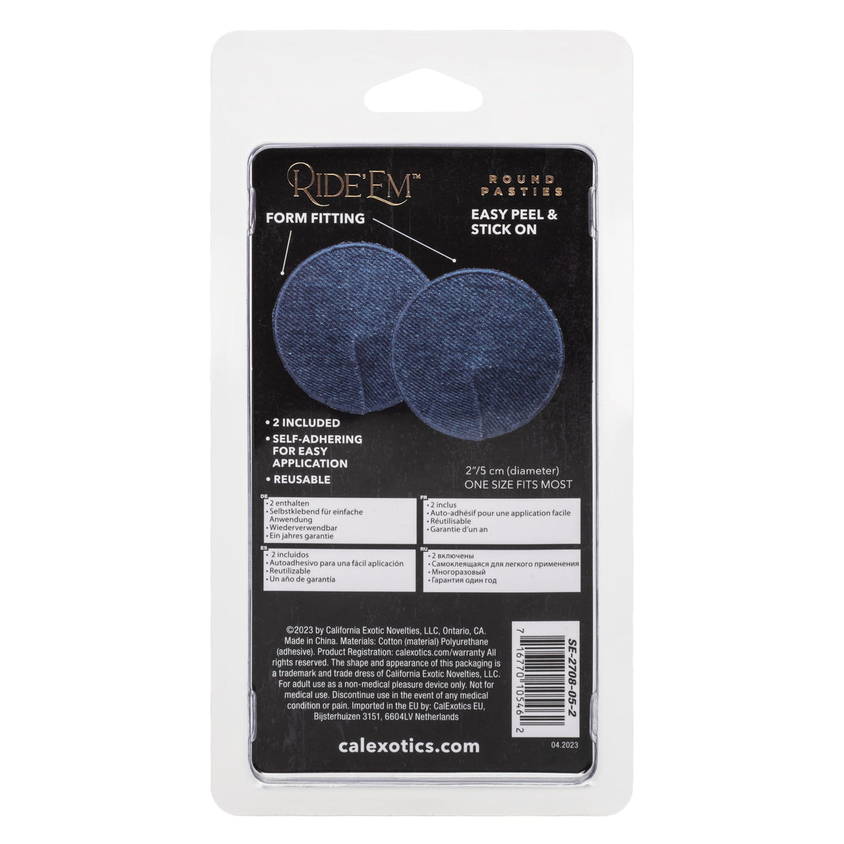 California Exotics - Ride 'em Premium Denim Collection Round Pasties Nipple Covers (Blue) CE2090 CherryAffairs