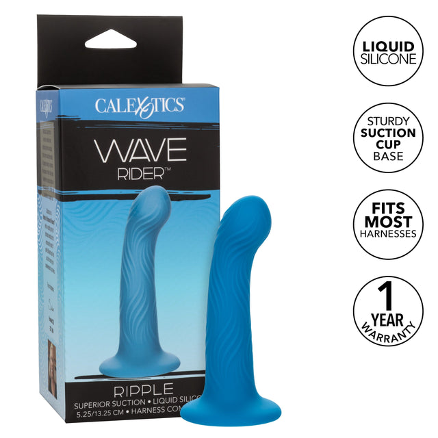 California Exotics - Wave Rider Ripple Strap On Dildo (Blue) CE2100 CherryAffairs