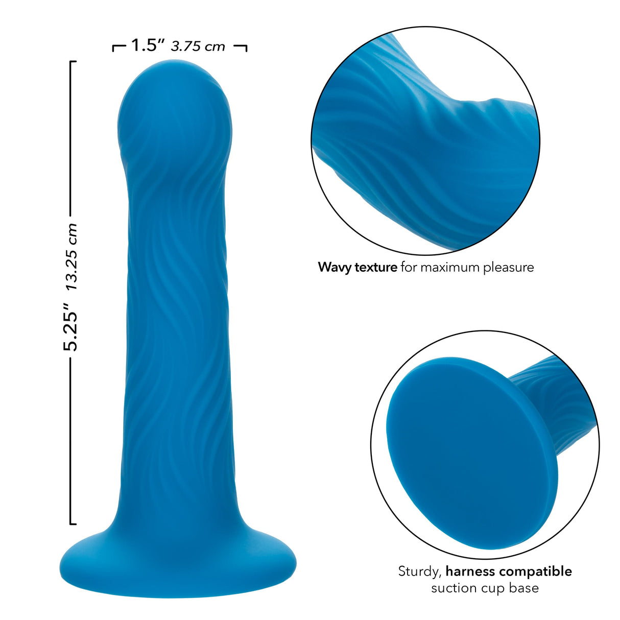 California Exotics - Wave Rider Ripple Strap On Dildo (Blue) CE2100 CherryAffairs