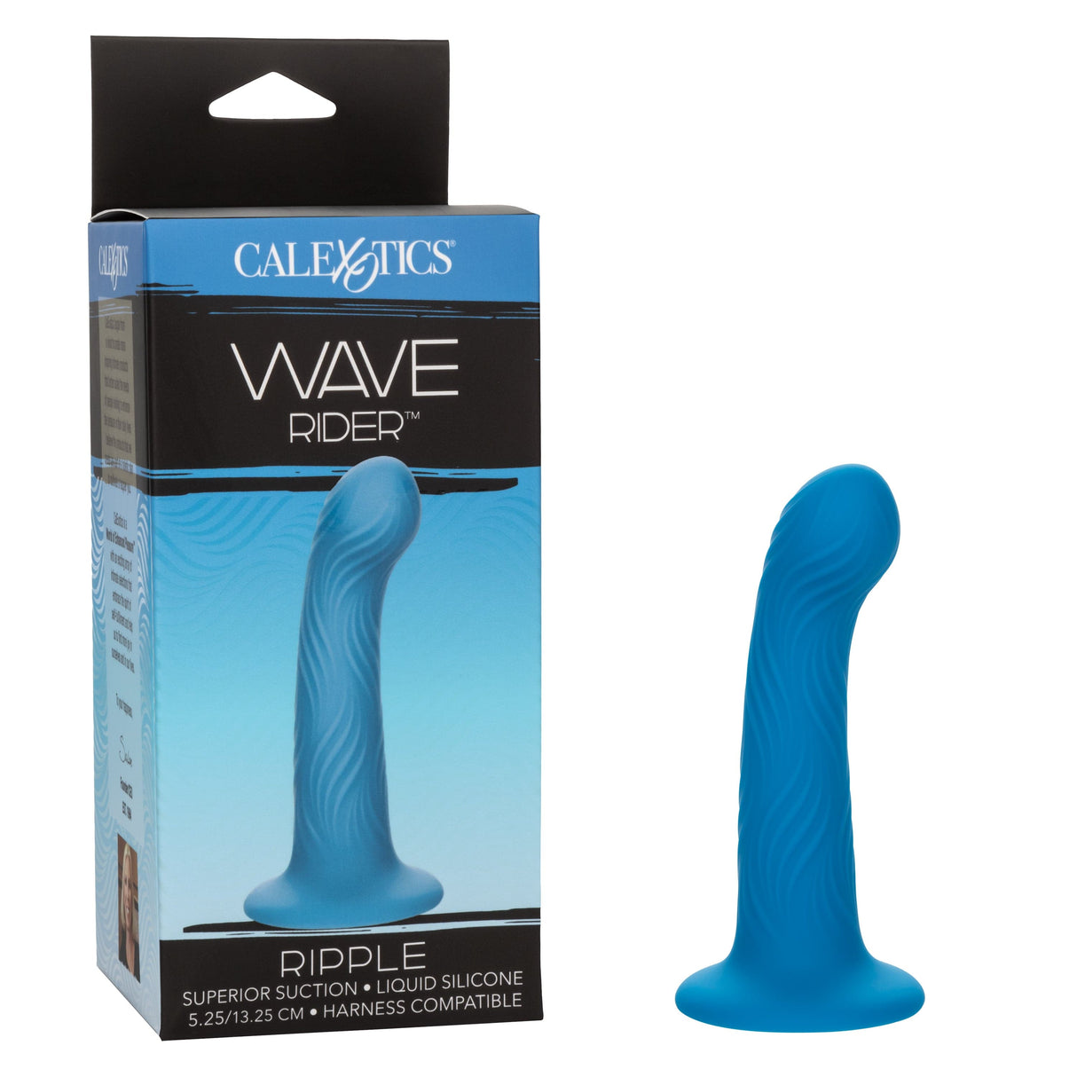 California Exotics - Wave Rider Ripple Strap On Dildo (Blue) CE2100 CherryAffairs