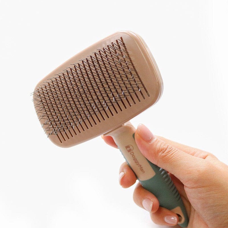 DoggyMan - Hayashi BS Cushion Slicker Brush with Cleaning Function Grooming Pet Brush (Rose Gold) DM1002 CherryAffairs