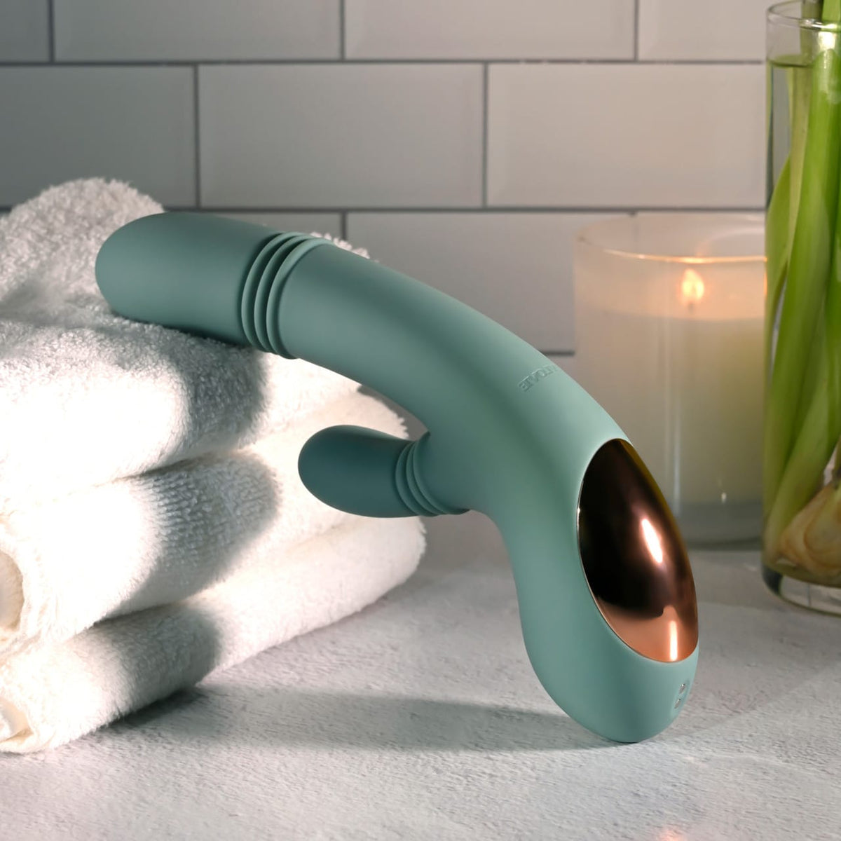 Evolved - Rub Me Tender Rechargeable Rabbit Vibrator (Green) EV1220 CherryAffairs