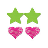 Fantasy Lingerie - Fashion Pasties Set Pack of 2 UV Reactive Neon Lace Pasties CherryAffairs