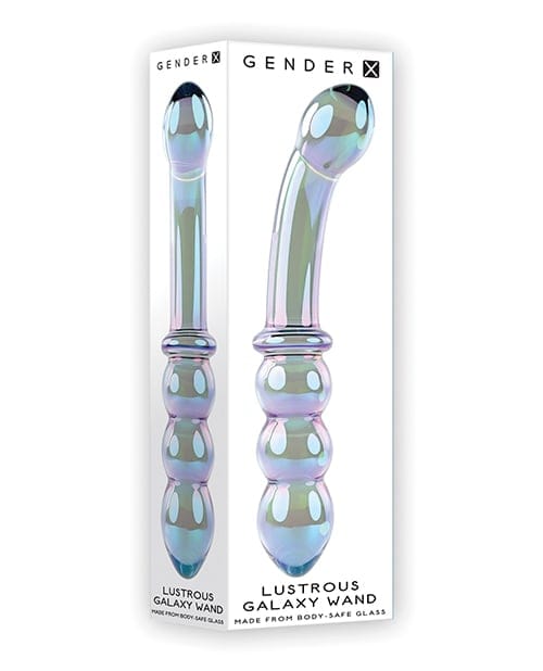 Gender X - Lustrous Galaxy Dual-Ended Glass Dildo & Wand Massager (Green) GX1010 CherryAffairs