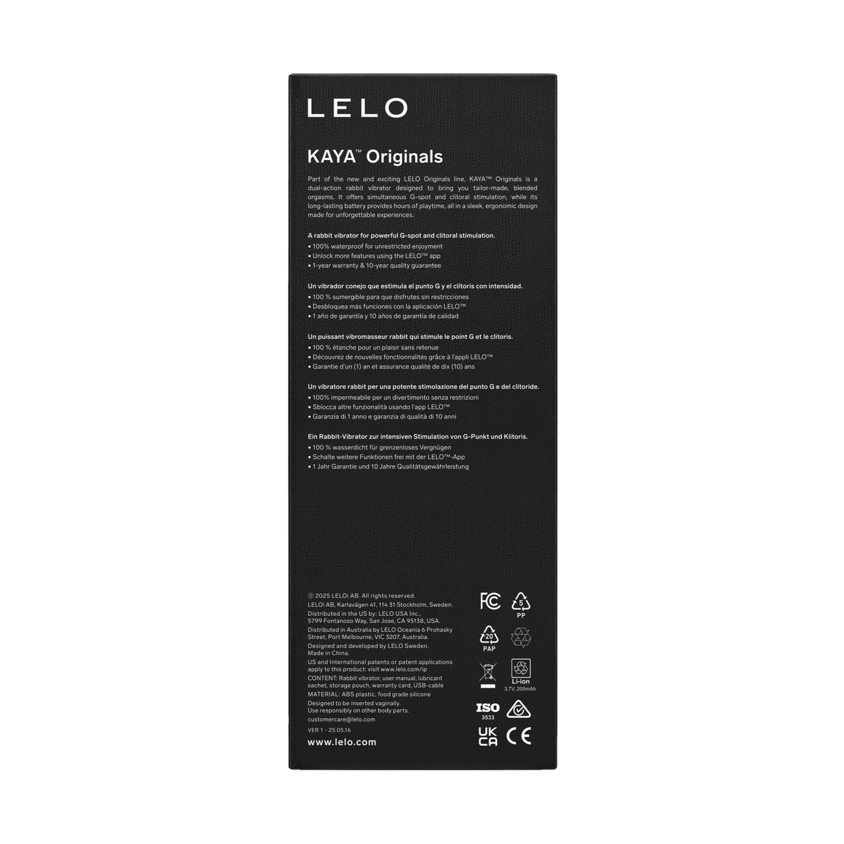 LELO - Originals KAYA App-Controlled Rabbit Vibrator (Purple) LL1275 CherryAffairs