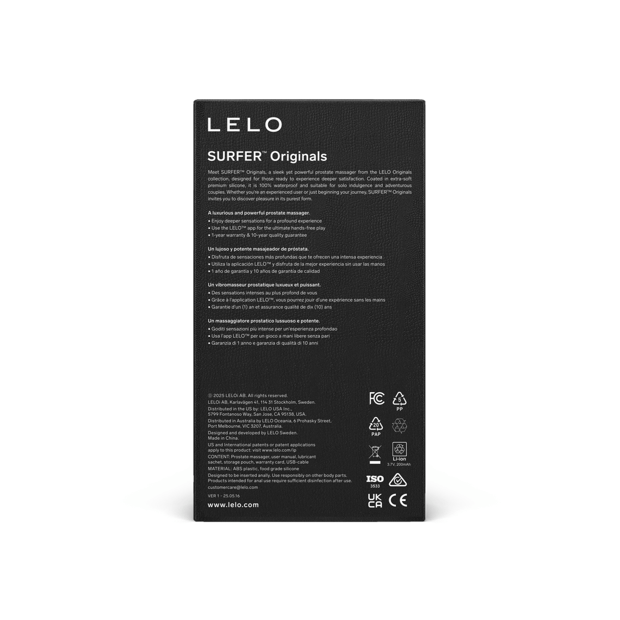 LELO - Originals SURFER App-Controlled Prostate Massager (Purple) LL1274 CherryAffairs