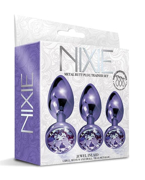 Nixie - Metal Jeweled Anal Plug Training Set (Metallic Purple) OT1317 CherryAffairs