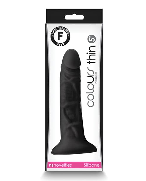 NS Novelties - Colours Pleasures 12.7 cm Slim Suction Dildo (Black) NS1182 CherryAffairs