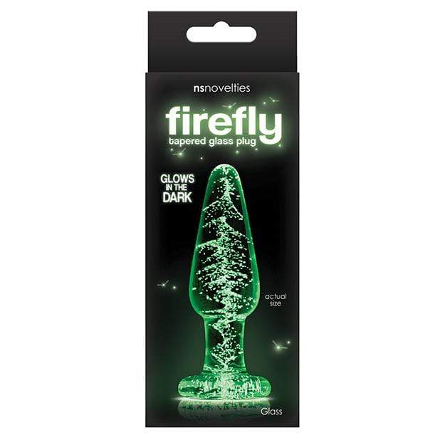 NS Novelties - Firefly Glow In The Dark Glass Tapered Anal Plug  Clear 657447101793 Glass Anal Plug (Non Vibration)