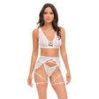 Oh La La Cheri - Naya Lace 3 pc Lingerie Set with Strap Details (White) OL1027 CherryAffairs