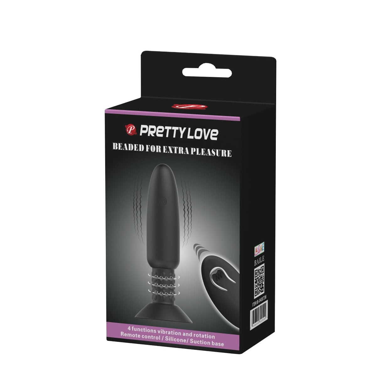 Pretty Love - Beaded Remote Control Vibrating Rotating Butt Plug (Black) PL1124 CherryAffairs