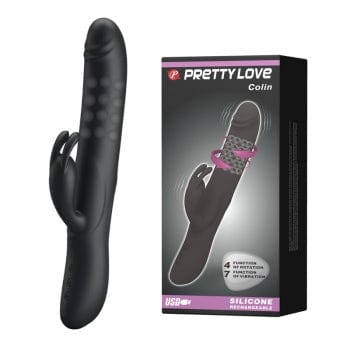 Pretty Love - Colin Vibrating Rotating Rabbit Vibrator (Black) PL1128 CherryAffairs