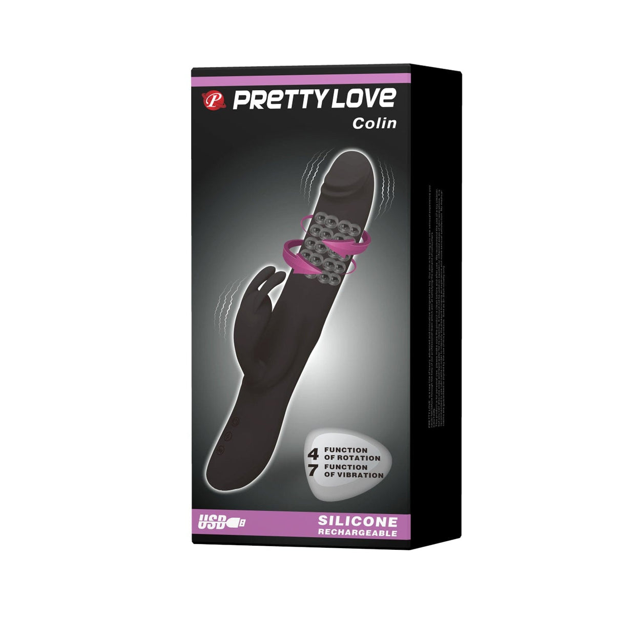 Pretty Love - Colin Vibrating Rotating Rabbit Vibrator (Black) PL1128 CherryAffairs