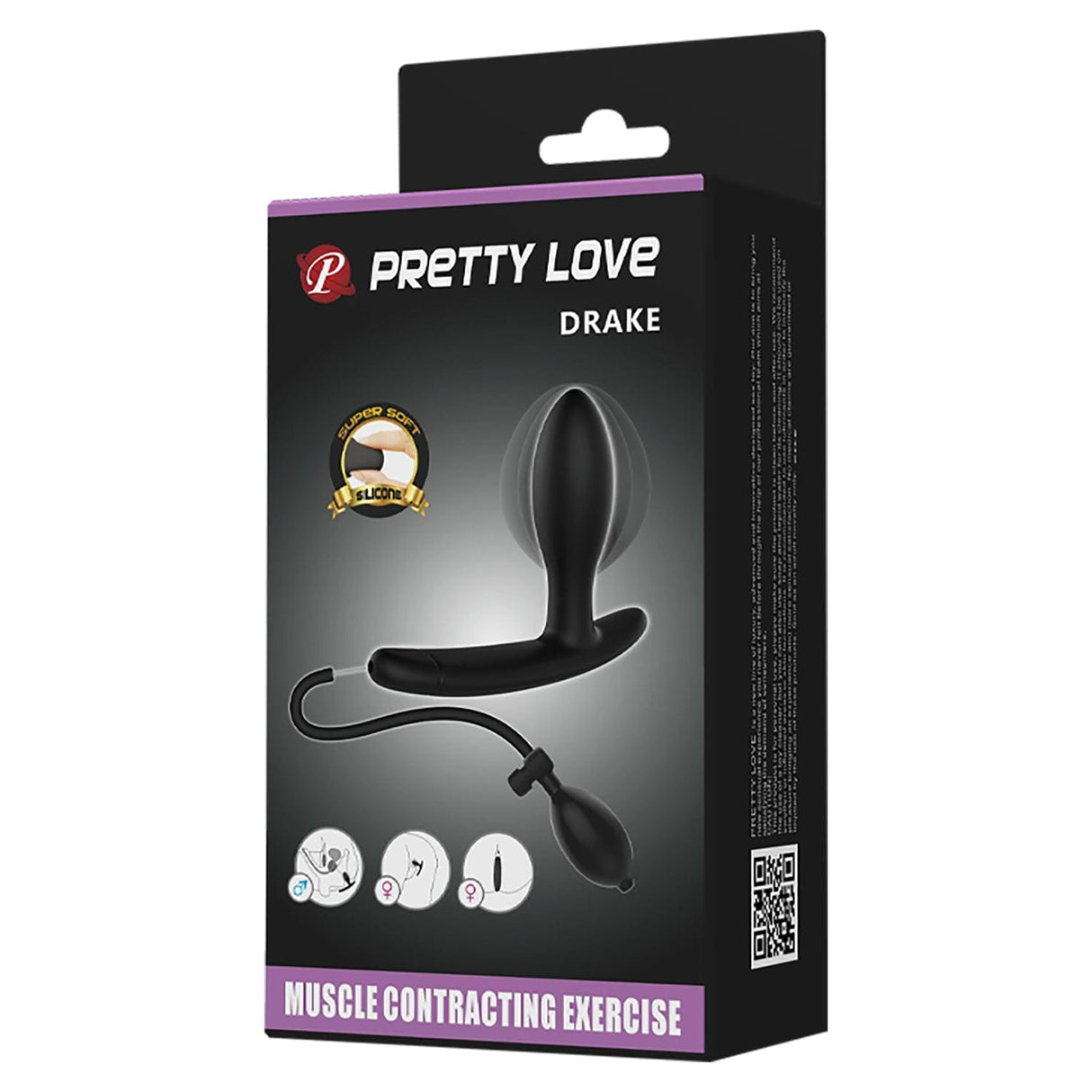 Pretty Love - Drake Inflatable Muscle Contracting Exercise Butt Plug (Black) PL1121 CherryAffairs