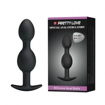 Pretty Love - Heavy Balls Silicone Butt Plug (Black) CherryAffairs