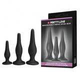 Pretty Love - Silicone Butt Plug Set (Black) PL1132 CherryAffairs