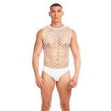 Rene Rofe - Rainbow Party Full Effect Large Mesh Unitard 2 pc Set with Thong (Yellow) RR1647 CherryAffairs