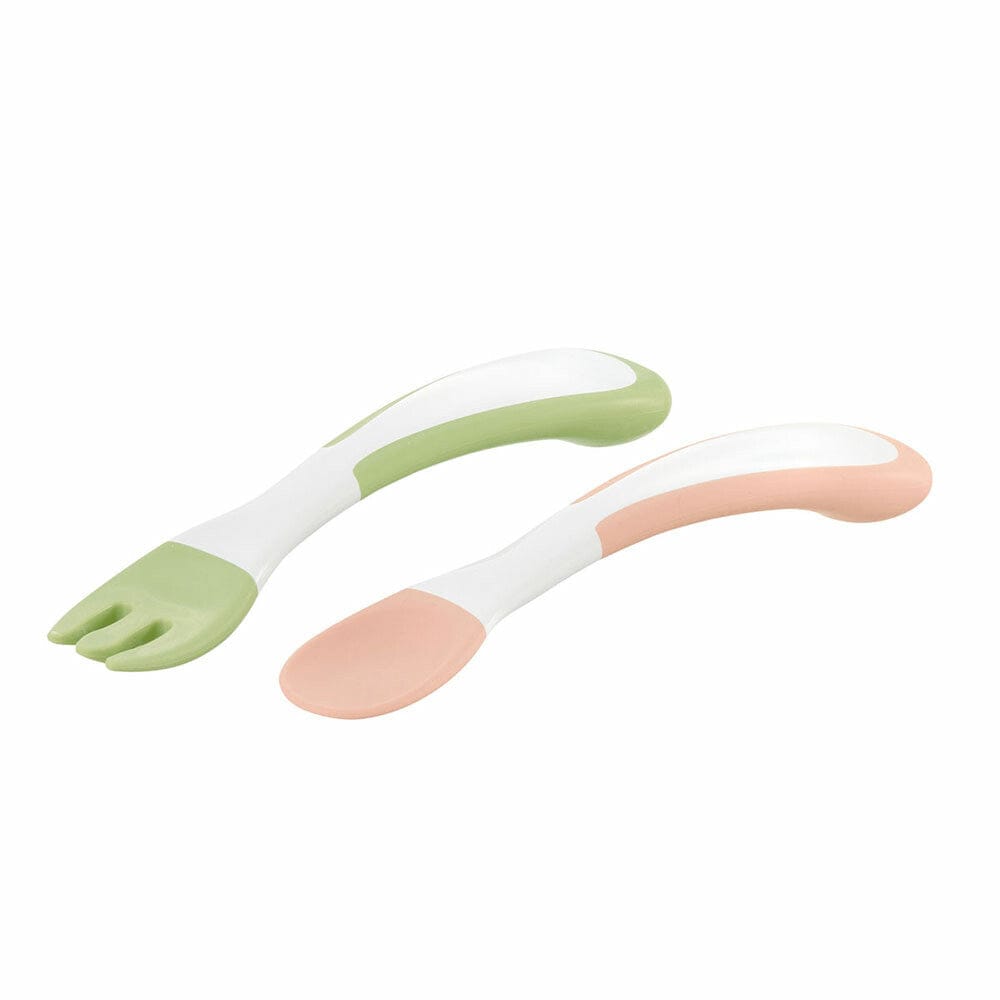 Richell - T.L.I Stage 2 Soft Easy Grip Baby Self Feeding Spoon and Fork Set RC1091 CherryAffairs