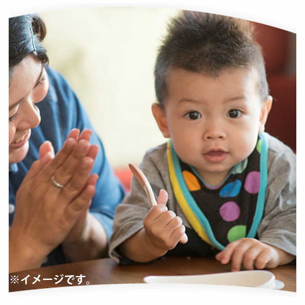 Richell - T.L.I Stage 2 Soft Easy Grip Baby Self Feeding Spoon and Fork Set    Baby Spoon and Fork
