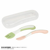 Richell - T.L.I Stage 2 Soft Easy Grip Baby Self Feeding Spoon and Fork Set    Baby Spoon and Fork