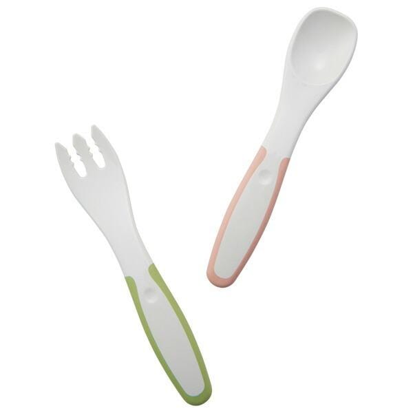 Richell - T.L.I Stage 3 Baby Self Feeding Spoon and Fork Set    Baby Spoon and Fork