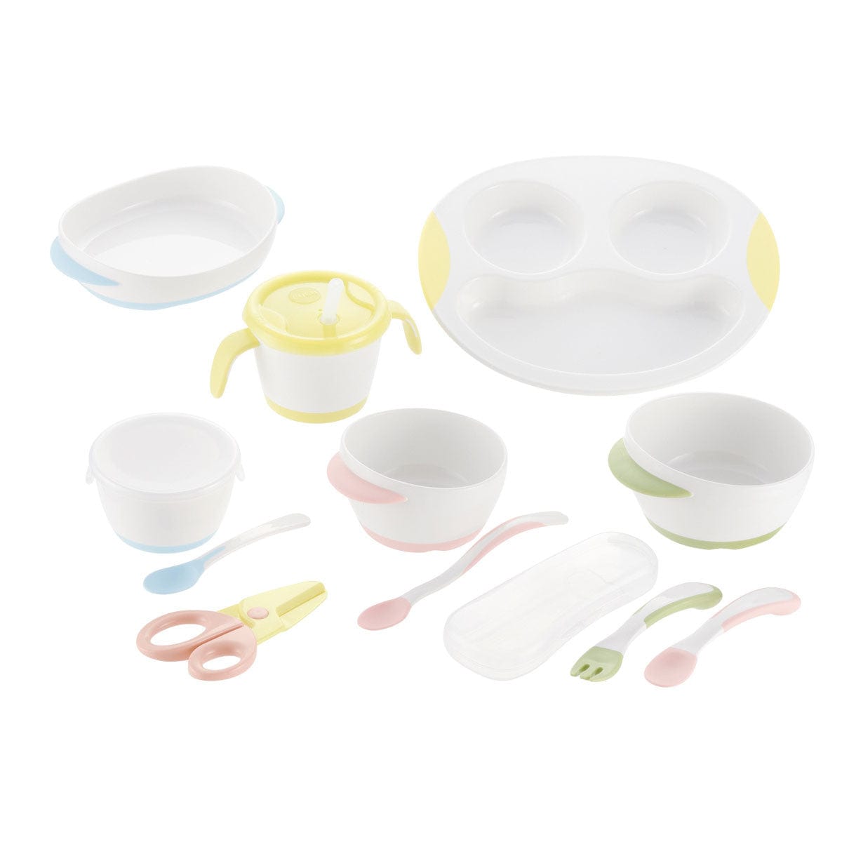Richell - T.L.I Step Up Stage 1-3 Baby Tableware Meal Set    Baby Utensils Set