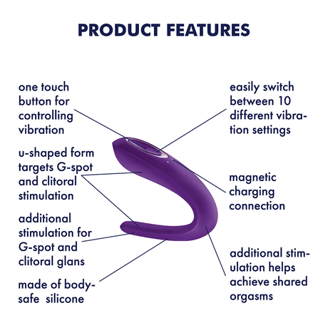 Satisfyer - Double Classic Partner Couple's Vibrator (Purple) PT1001 CherryAffairs