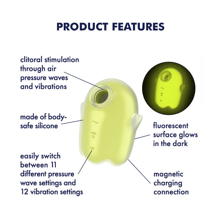 Satisfyer - Glowing Ghost Glow in the Dark Clitoral Air Stimulator (Yellow) STF1310 CherryAffairs