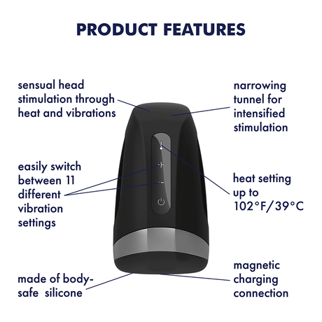 Satisfyer - Men Heat Vibration Masturbator (Black) STF1045 CherryAffairs