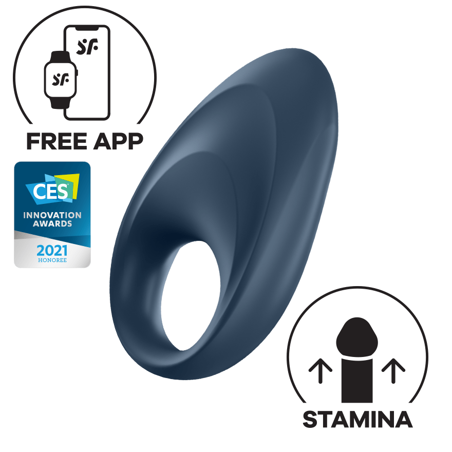 Satisfyer - Mighty One Ring App-Controlled Bluetooth Cock Ring (Blue) STF1131 CherryAffairs