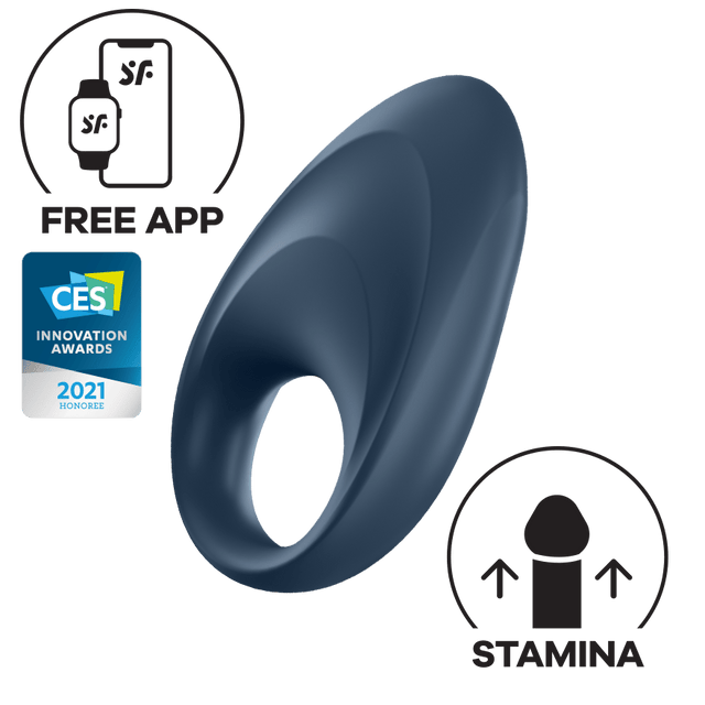 Satisfyer - Mighty One Ring App-Controlled Bluetooth Cock Ring (Blue) STF1131 CherryAffairs