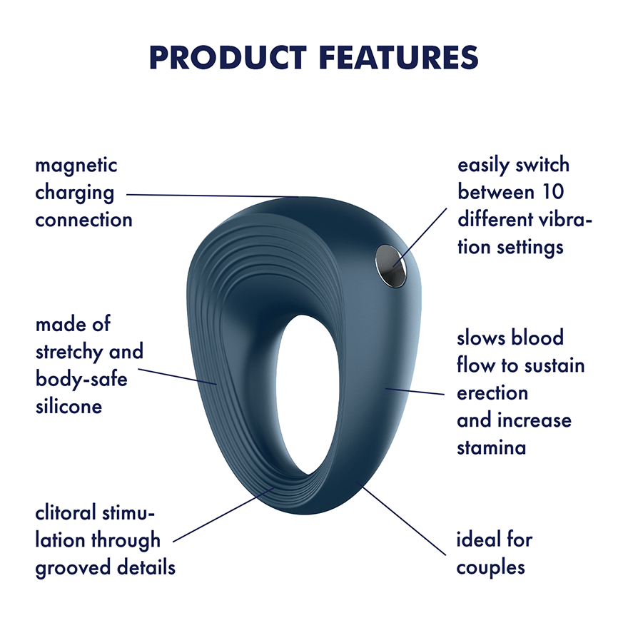 Satisfyer - Power Ring Rechargeable Cock Ring (Dark Blue) STF1057 CherryAffairs