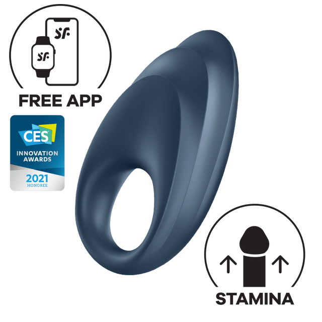 Satisfyer - Powerful One App-Controlled Silicone Cock Ring (Blue Black) STF1169 CherryAffairs