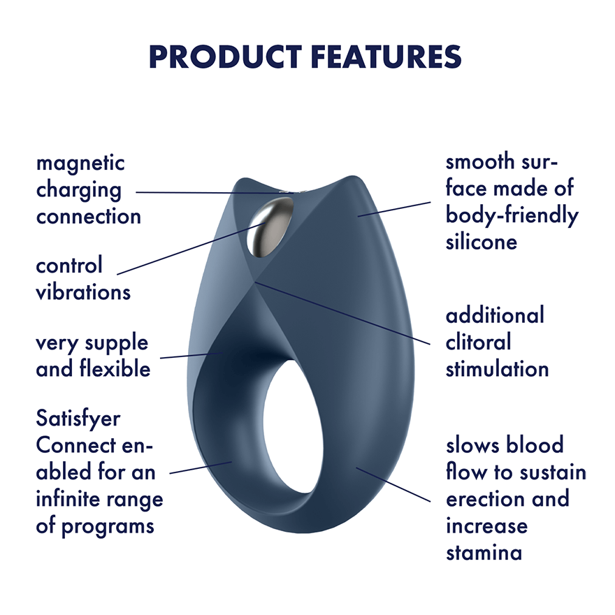 Satisfyer - Royal One Ring App-Controlled Bluetooth Cock Ring (Dark Blue) STF1130 CherryAffairs