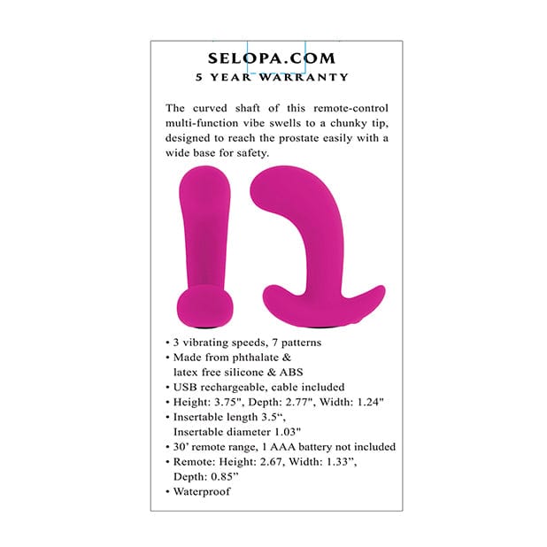 Selopa - Hooking Up Remote Control Anal Plug (Pink) EV1168 CherryAffairs