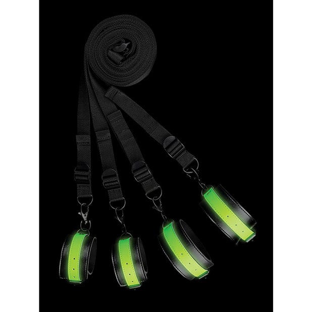 Shots - Ouch Bed Bindings Restraint Kit Glow in the Dark (Black) ST1082 CherryAffairs