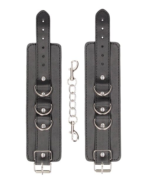 Shots - Ouch Bonded Leather Hand and Ankle Cuffs (Black) ST1087 CherryAffairs