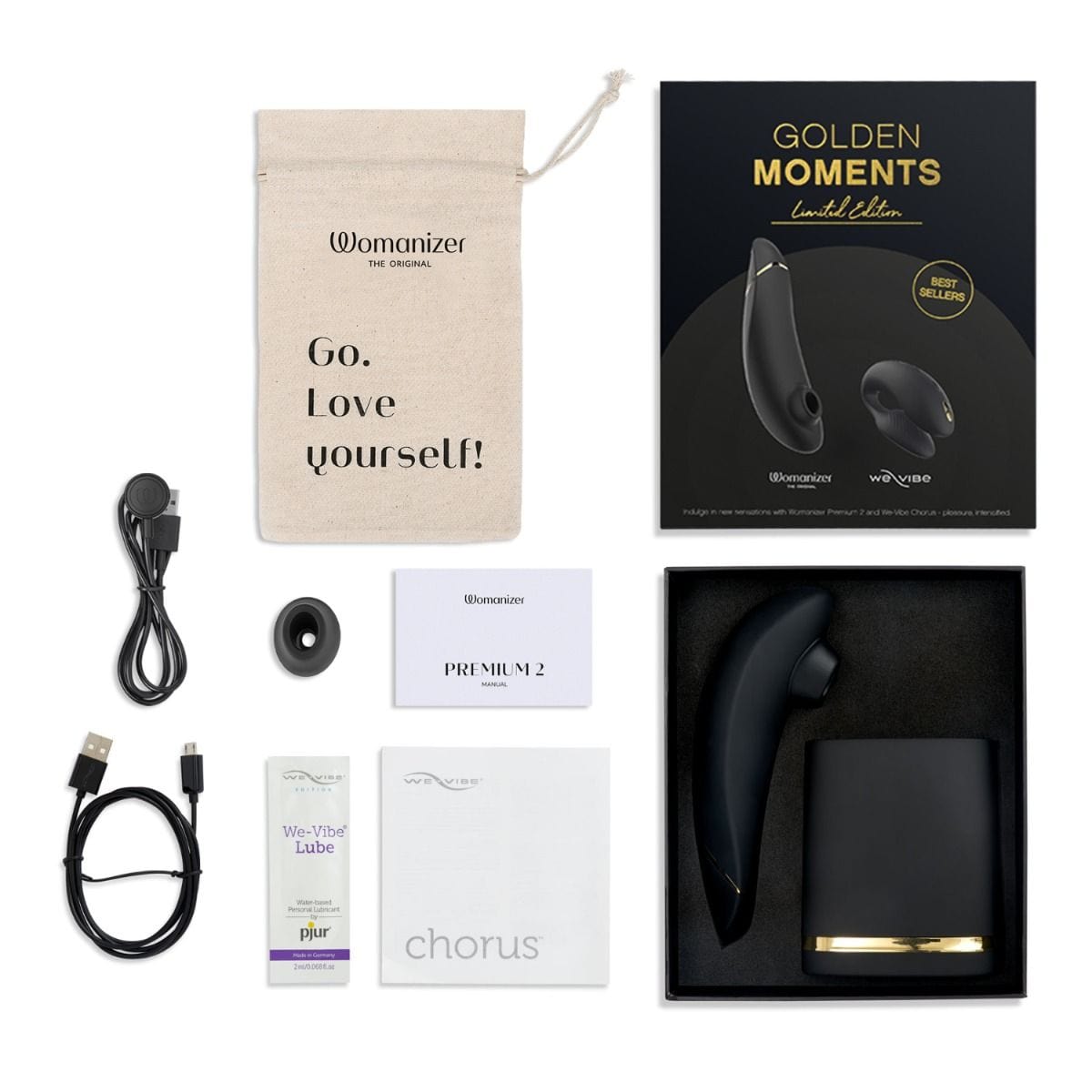 Womanizer - Golden Moments Limited Edition Collection Premium 2+ We Vibe Chorus Couples Set (Black) WM1079 CherryAffairs