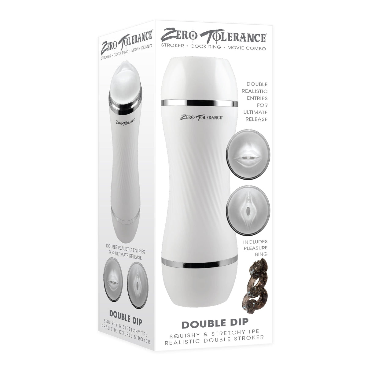 Zero Tolerance - Double Dip Squishy Realistic Double Soft Stroker Masturbator (White) ZR1052 CherryAffairs