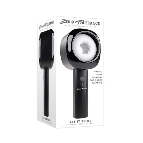 Zero Tolerance - Let It Slide Rechargeable Vibrating Nubbed Stroker (Black) ZR1059 CherryAffairs