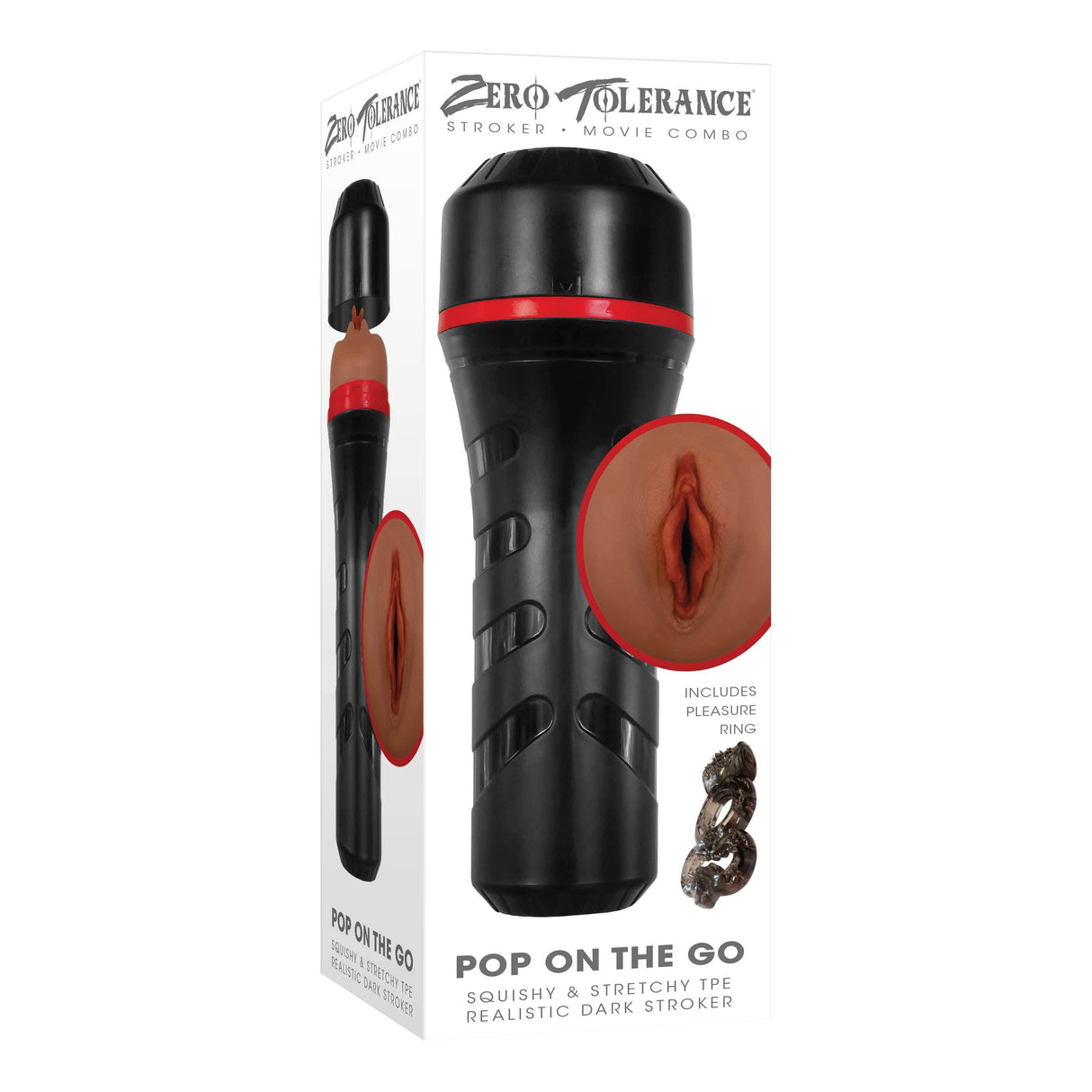 Zero Tolerance - Pop On The Go Squishy Realistic Stroker with Vibrating Cock Ring CherryAffairs