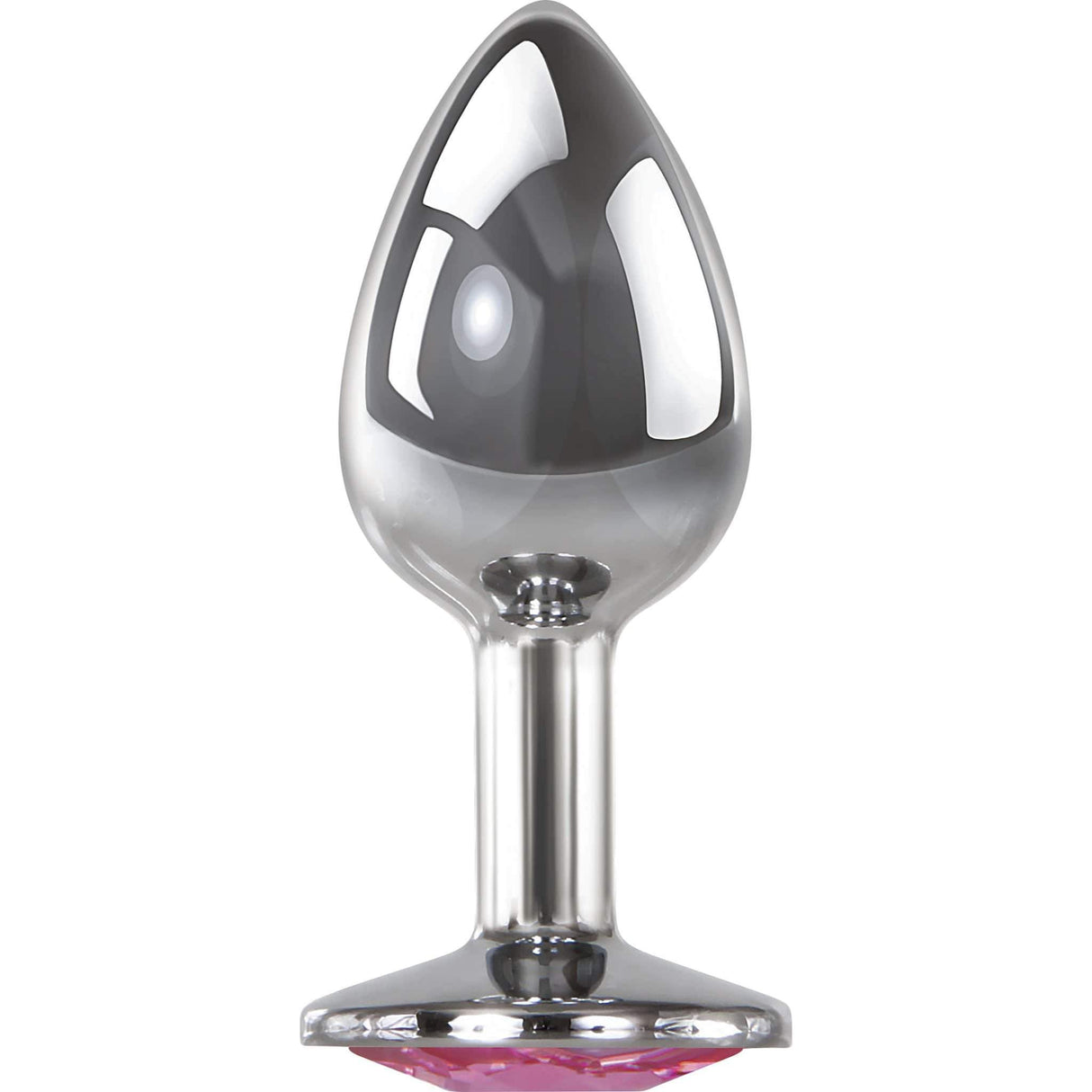 Adam & Eve - Pink Gem Aluminium Anal Plug Medium (Silver) AE1031 CherryAffairs