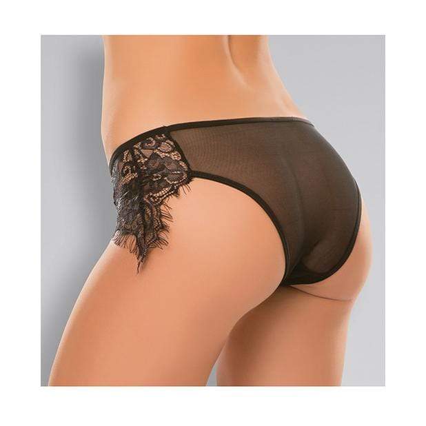 Allure Lingerie - Adore Lavish & Lace Crotchless Panty O/S (Black) ALL1003 CherryAffairs