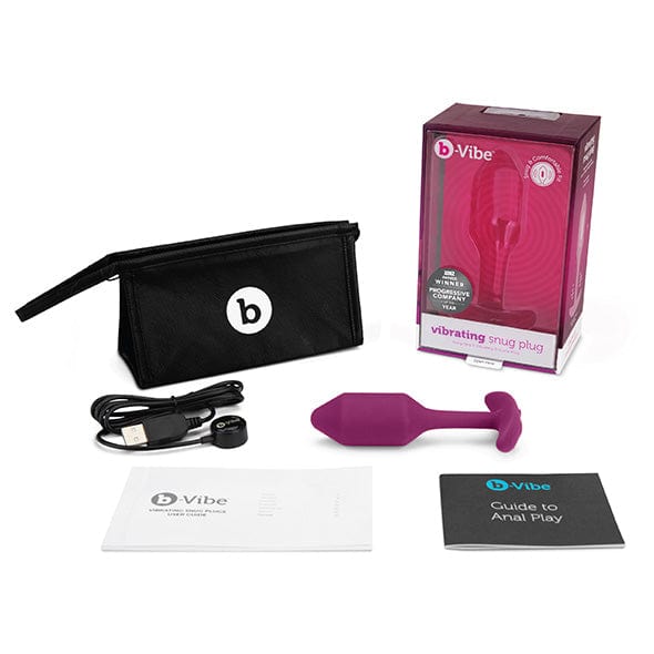 B-Vibe - Vibrating Silicone Weighted Snug Anal Plug M 112 g (Rose) BV1015 CherryAffairs