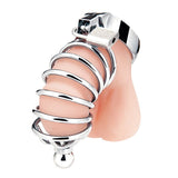 Blue Line - Urethral Play Chastity Cock Cage (Silver) BL1012 CherryAffairs